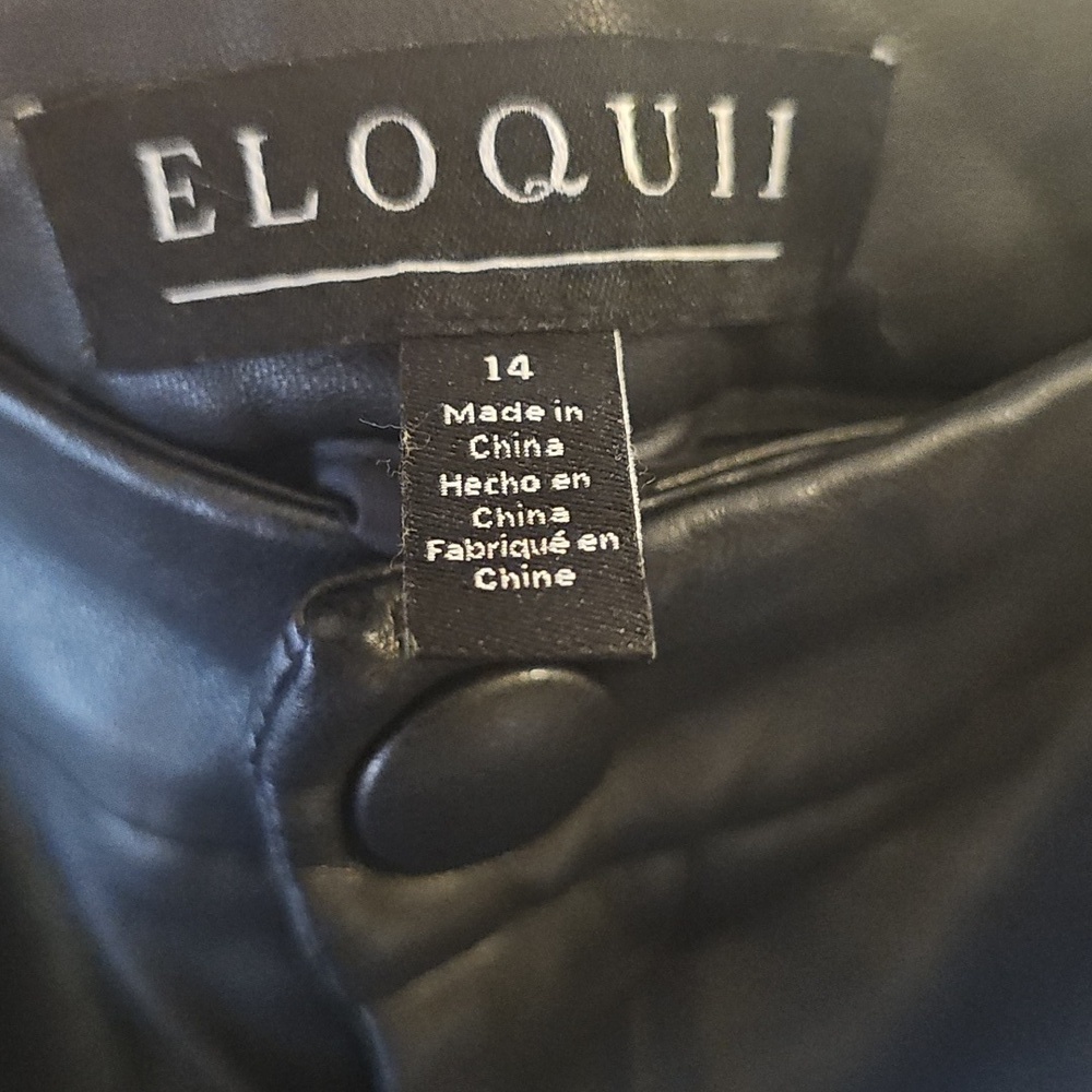 Eloquii Black Faux Vegan Leather Women's Straight Leg Trousers Sz 14 WP8 - Picture 6 of 8